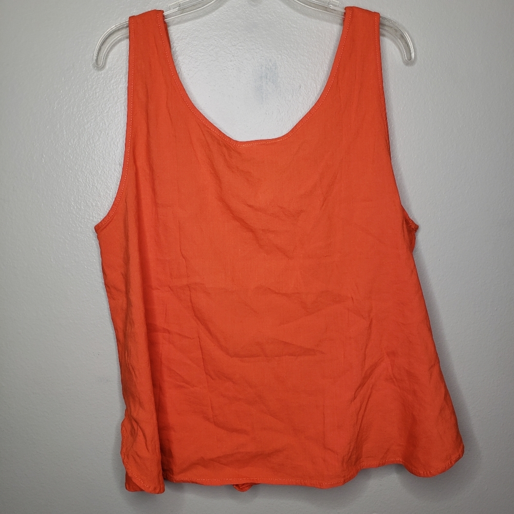 Lou & Grey XL NWT orange linen knot tank top - Picture 2 of 6